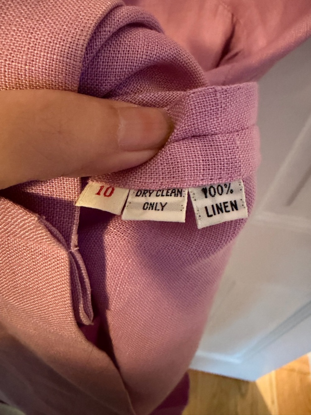 Vintage Adele Simpson Linen Dress Size 10 Pink Midi Tailored Short Sleeve - Picture 7 of 7